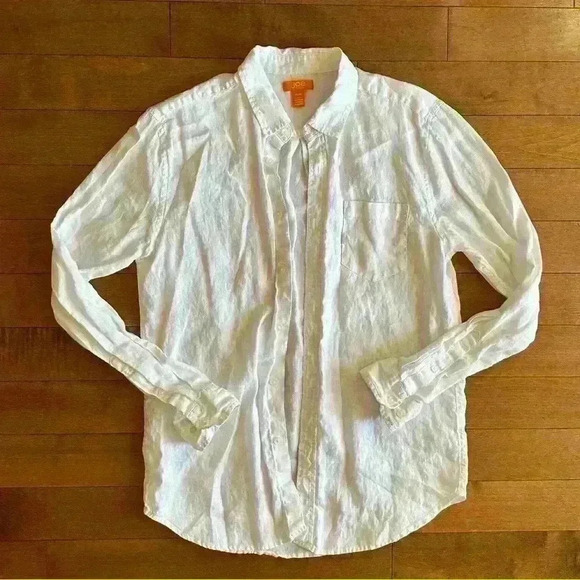 Joe Fresh Tops - Joe Fresh | White linen button down oversized shirt size medium